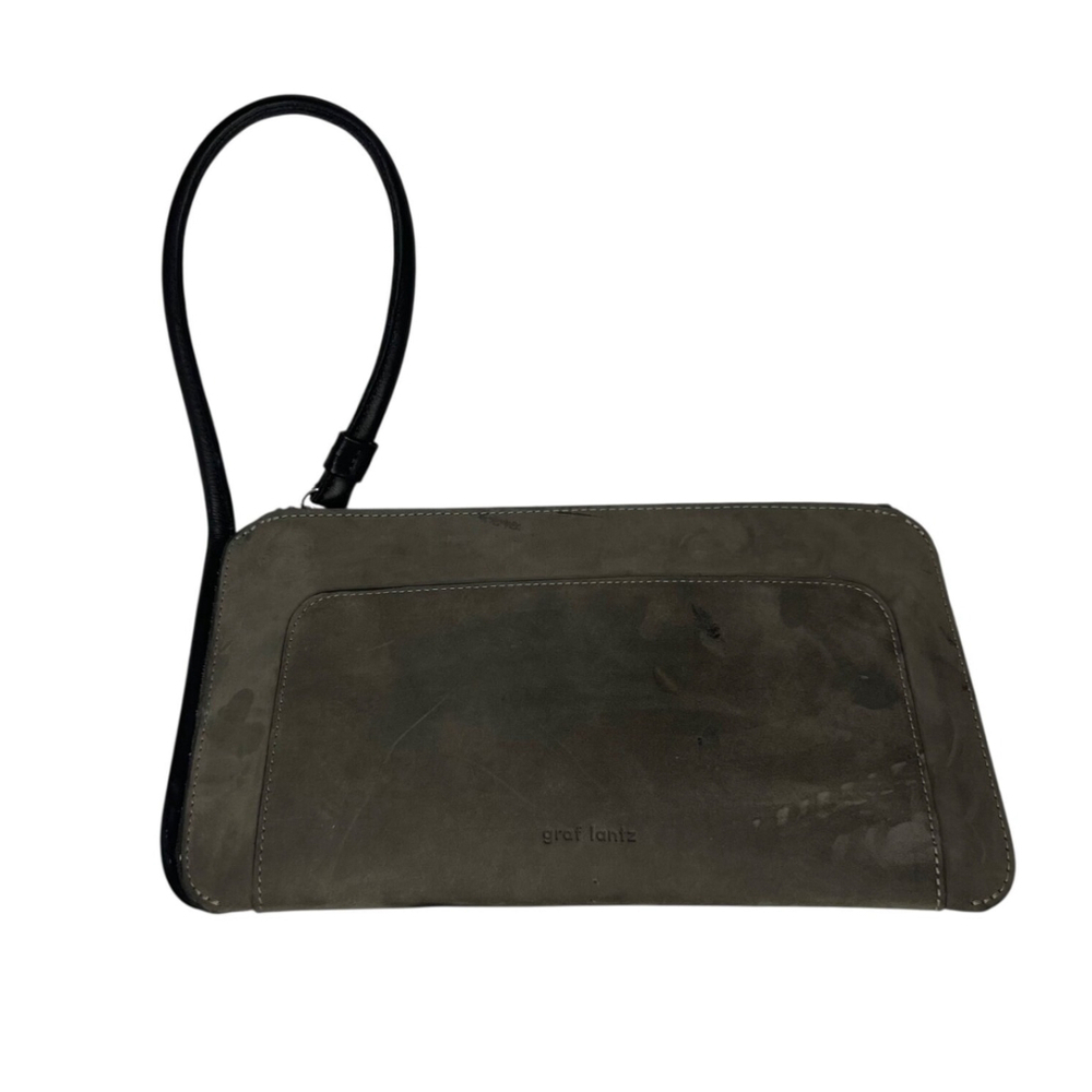 Graf Lantz Gray Suede 12 in Wristlet Clutch Purse - Picture 2 of 5